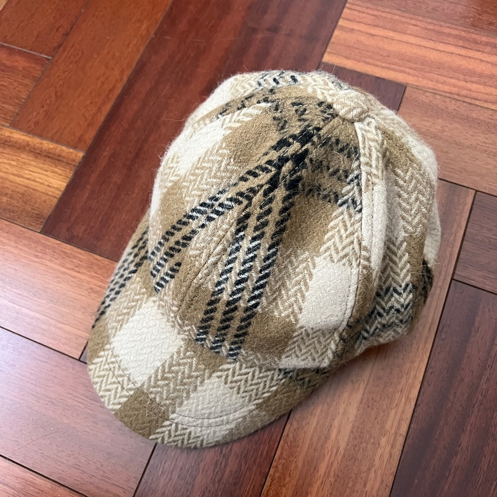 Awesome Needs Brown Beige Plaid Wool Cap